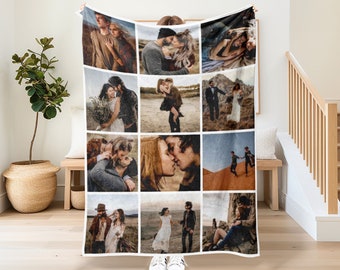 Customizable Photo Blanket Collage,Super Cozy Blanket,Personalized Gift for Families,Custom Blanket with Text,Picture Collage Blankets