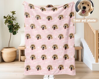 Couverture personnalisée pour chien, couverture avec nom et visage de chien, couverture en peluche pour chat, jeté photo personnalisé pour chien, couverture avec prénom pour chien, cadeau pour amoureux des chiens