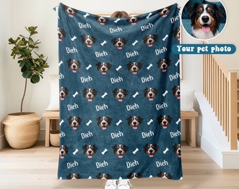 Coperta per animali personalizzata con foto dell'animale domestico + nome Coperta per cani personalizzata Coperte per cani personalizzate Coperta per foto di gatti Coperta per foto di animali domestici Regalo per papà per cani