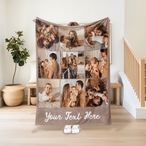 Customizable Photo Blanket Collage,Super Cozy Blanket,Personalized Gift for Families,Custom Blanket with Text,Picture Collage Blankets