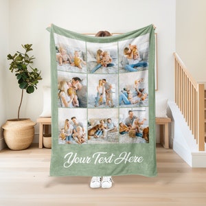 Customizable Photo Blanket Collage,Super Cozy Blanket,Personalized Gift for Families,Custom Blanket with Text,Picture Collage Blankets