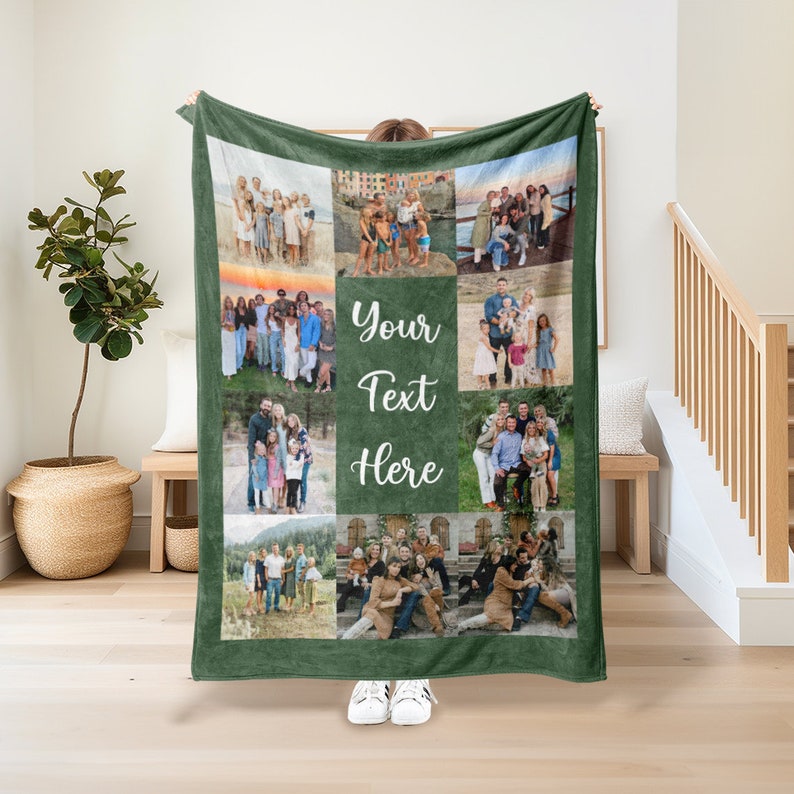 Customizable Photo Blanket Collage,Super Cozy Blanket,Personalized Gift for Families,Custom Blanket with Text,Picture Collage Blankets image 2