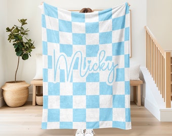 Personalized Checkered Blanket,Customizable Name Blanket Collage,Super Cozy Blanket,Custom Blanket with Name,Picture Collage Blankets