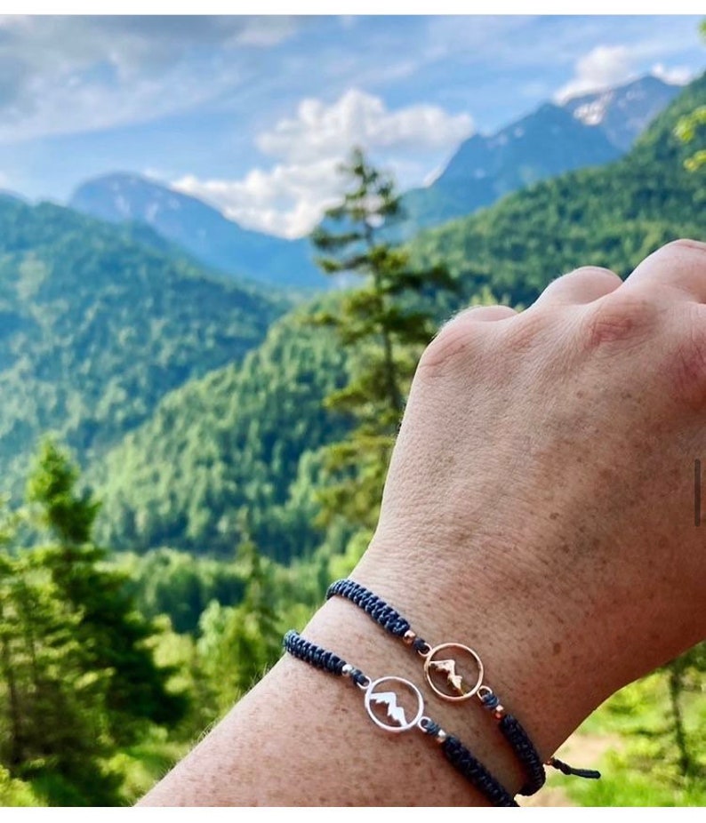 Macrame bracelet mountains, mountains, alps, sterling silver 925 mountain jewelry image 7