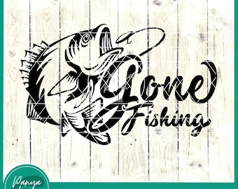Gone Fishing SVG | Fishing Hook Svg | Fishing Svg | Fisherman Svg | Bass Fishing Svg | Father&#39;s Day Svg - File for Cricut