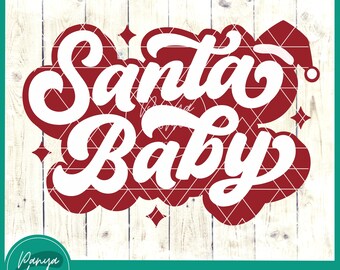 Santa Baby SVG | Christmas Baby Svg | Kids Christmas Svg | Christmas Shirt Svg | First Christmas Svg | Santa Baby Png | Retro Christmas Svg