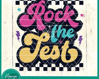 Rock The Test SVG | Tillbaka till skolan Svg | Gåva till lärare | Lärarliv Svg | Musiklärare Svg | Lärartestdag Svg | Testsvg