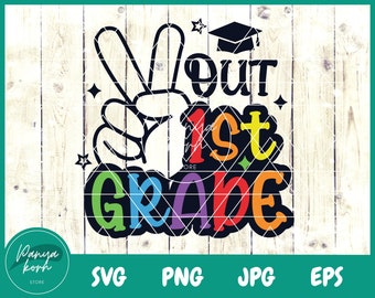 Peace Out 1er Grado SVG / Primer Grado Svg / Camisa de Graduación Svg / Graduación de 1er Grado / Fin de la Escuela Svg / Escuela Svg - Archivo para Cricut