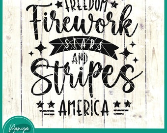 Vrijheid vuurwerk sterren en strepen SVG | 4 juli SVG | Onafhankelijkheidsdag SVG | Herdenkingsdag SVG | Patriottische SVG