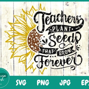 Lehrer Pflanzensamen, die für immer wachsen SVG | Lehrer-Svg | Lustige Lehrer-Svg | Sonnenblume | Lehrer Sonnenblume - Datei für Cricut