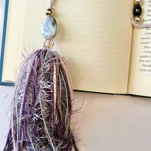 Tassel Bookmark: Gray Marble Bead, Bible Study Accessory