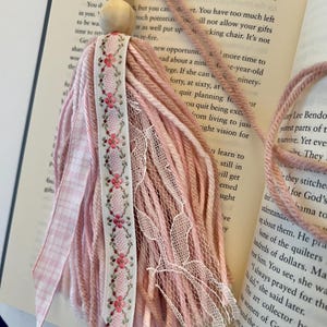 Tassel Bookmark Blush Pink Lace & Gold Accents Bible Journal