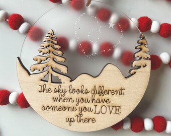 Memorial Ornament, The Sky Looks Different, In memory of, Simple Ornament, Minimalist Ornament, Neutral Ornament, Mourning Ornament Gift