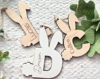 Easter Tag, Easter Basket Tag, Bunny Tag, Wood Easter Basket Tag, Bunny, Kids Basket Tag, Name Tag, Spring Gift, Easter Gift, Engraved Tag