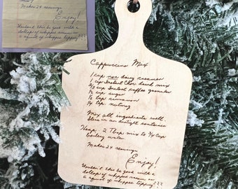 Recipe Keepsake, Handwritten Recipe, Memory Ornament, Recipe Gift, Cutting Board Ornament, Handwriting ornament, Mom Gift, Christmas GIft