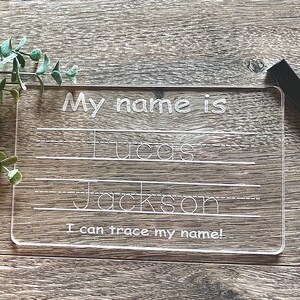 My Name Tracing Board, Tracing Name, I can trace my name, learning board, acrylic tracing board for kids, My name board, dry erase tracing image 3