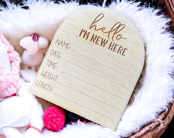 Hello World, Baby Stats Sign, Hospital Photos, Baby Announcement, New baby, newborn photo prop, baby arrival sign, wood engraved sign