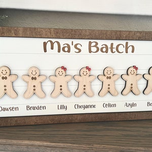 Cookie Batch Sign, Nana's Batch, Mom's Batch, Christmas Gingerbread Sign, Gingerbread Family Sign, Family Christmas Decor, Gift for Grandma