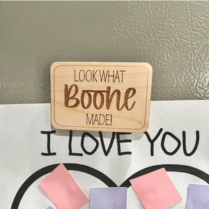 Personalized Look What I Made Magnet, Kids Art Work Magnet, Kids Stocking Stuffer, School Gift,Kitchen Magnet, Wood Magnet, Kids School Gift image 2