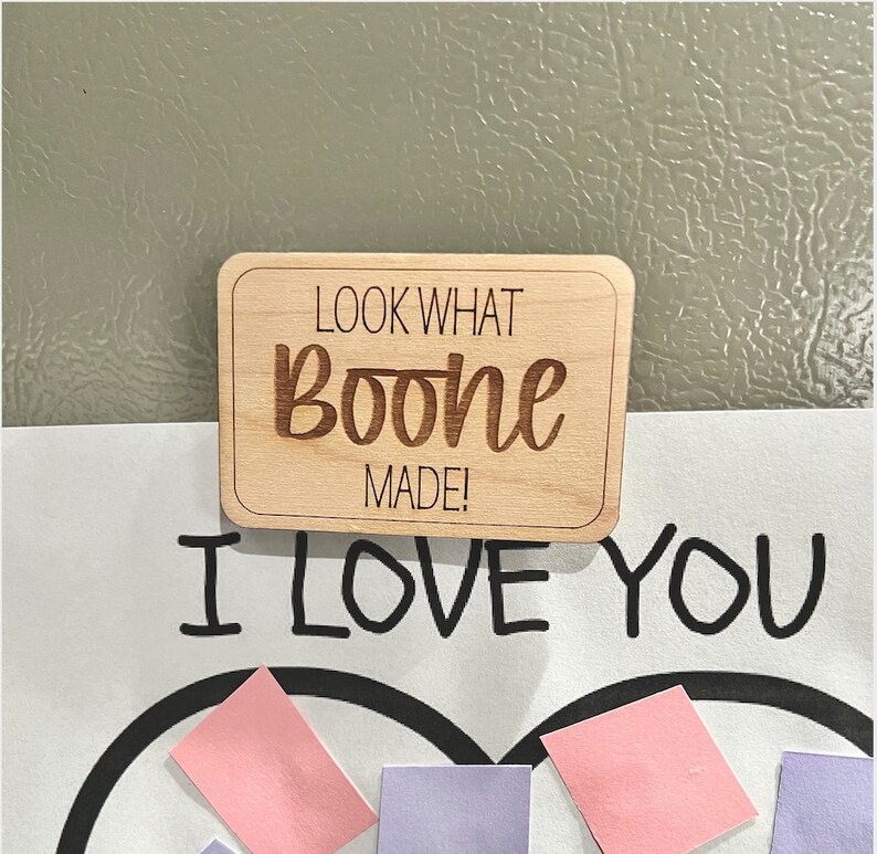 Personalized Look What I Made Magnet, Kids Art Work Magnet, Kids Stocking Stuffer, School Gift,Kitchen Magnet, Wood Magnet, Kids School Gift image 2