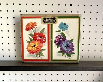 Retro Flower Playing Card Double Decks in original box - Duratone Brand!