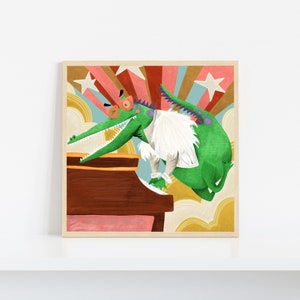 Impresión de cocodrilo, Impresión de estrella de pop, Roca de cocodrilo, Elton John, Impresiones de animales, Arte de cocodrilo, Arte de la pared, Decoración del hogar, Arte de la pared de la guardería, Cartel de los años 70