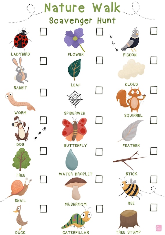 Kids Nature Scavenger Hunt Checklist