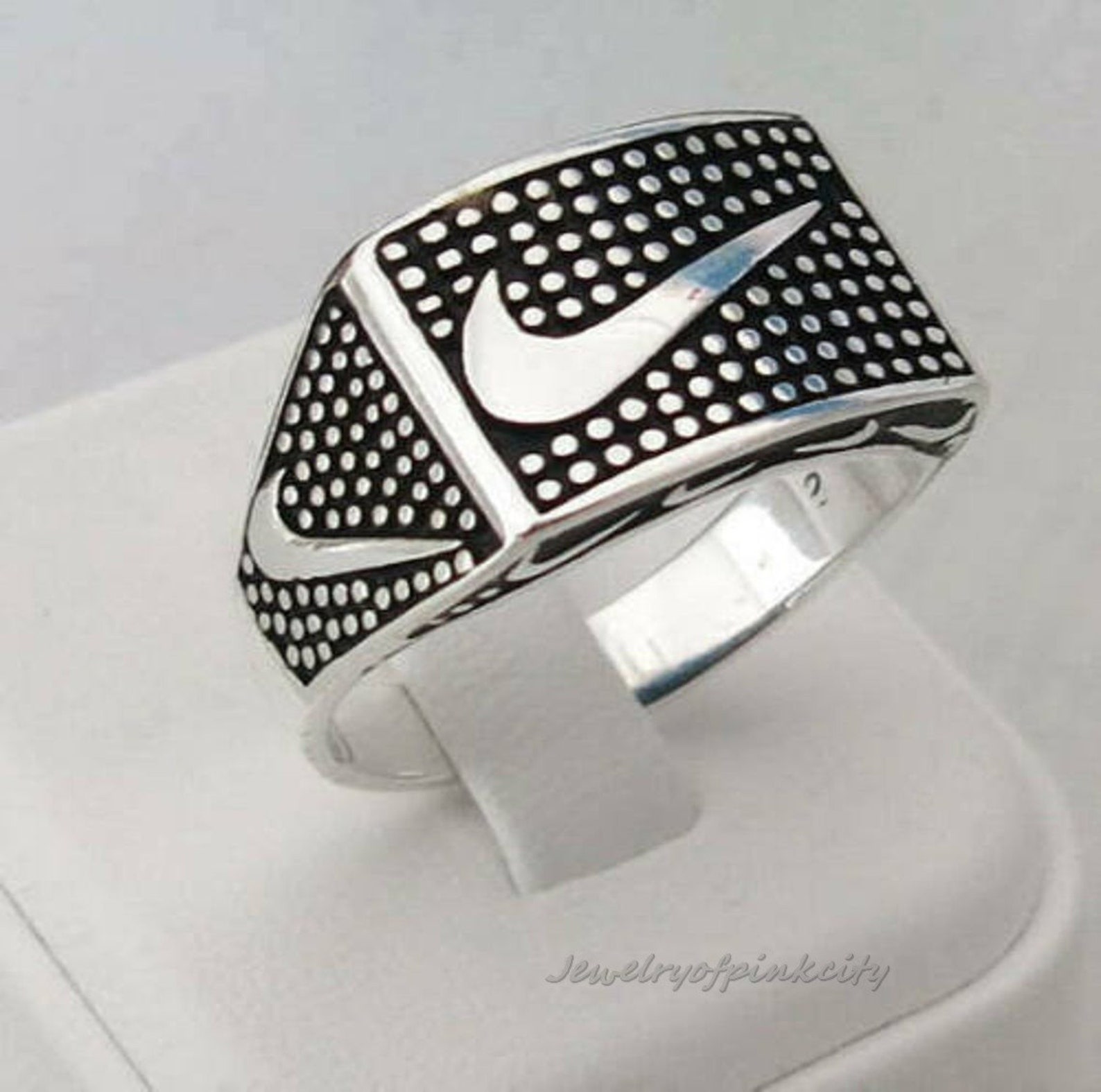 Silver Nike Swoosh Logo Ring Nike Logo Ring Sterling Etsy