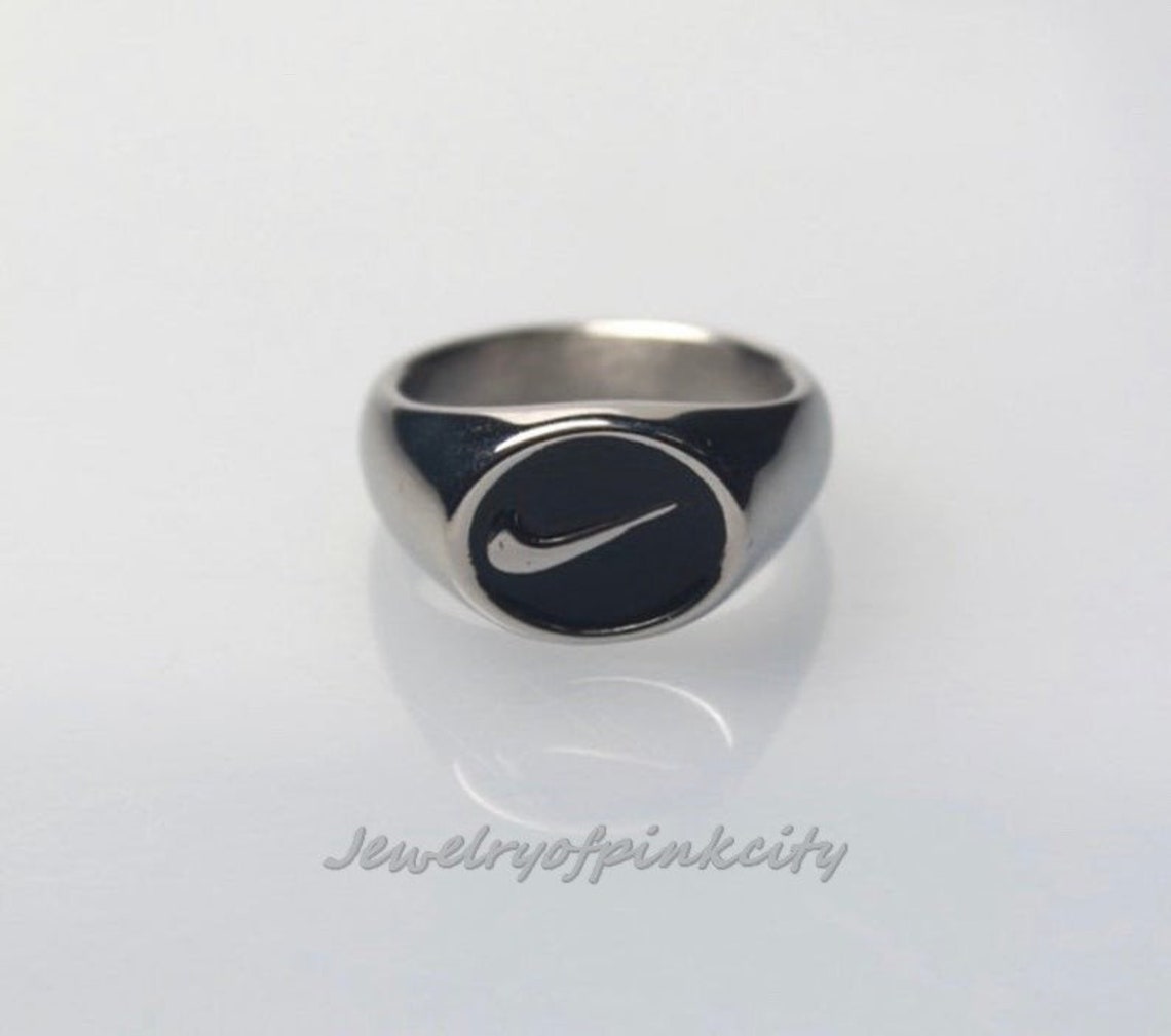 Nike Logo Ring Silver Nike Swoosh Logo Ring Birthday Etsy