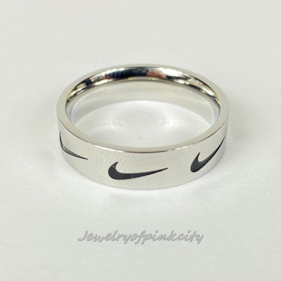 Nike Logo Ring Silver Nike Swoosh Repeat Logo Ring Etsy