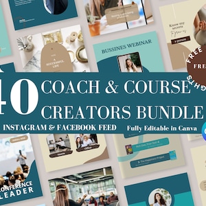 Coach & Course Creators Bundle Fully Editable Canva Template | Instagram Template | Facebook Template | Editable Template For Social Media