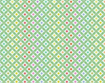22,50/m, Baumwollstoff TULA PINK - ROAR - "Stargazer - Mint", Sterne und grafische Muster in mintgrün, multicolor