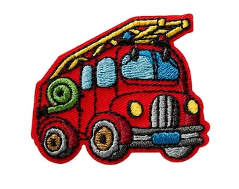 Feuerwehrauto, Bügelbild, Aufnäher, Applikation, Patches, Flicken