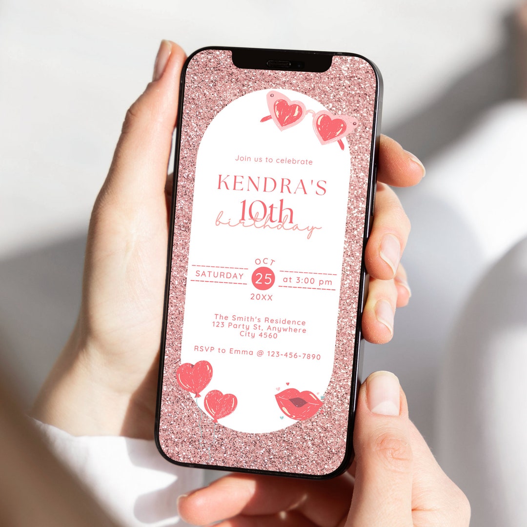 Pink Glitter Birthday Phone Invitation Barbie Pink Birthday - Etsy
