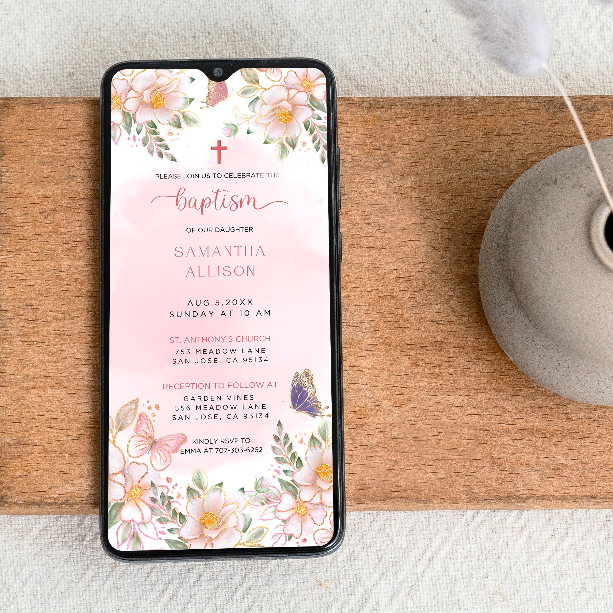 Butterfly Baptism Evite Template Baby Girl Baptism Template Etsy