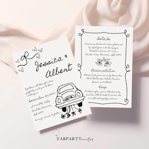 Whimsical Wedding Invitation Template, Editable Hand Drawn Wedding Invite, Scribble Illustration Invitation, Fun Wedding Invite, Handwritten