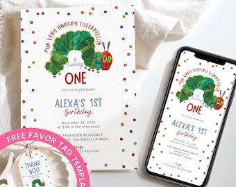 Hungry Caterpillar 1st Birthday Invitation: Editable Template (Digital)