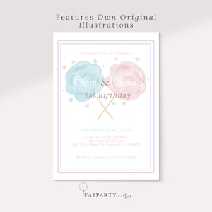 Joint Birthday Invitation, Twin First Birthday Invite Template, Girl and Boy 1st Birthday, Printable Invitation, Double Birthday Celebration