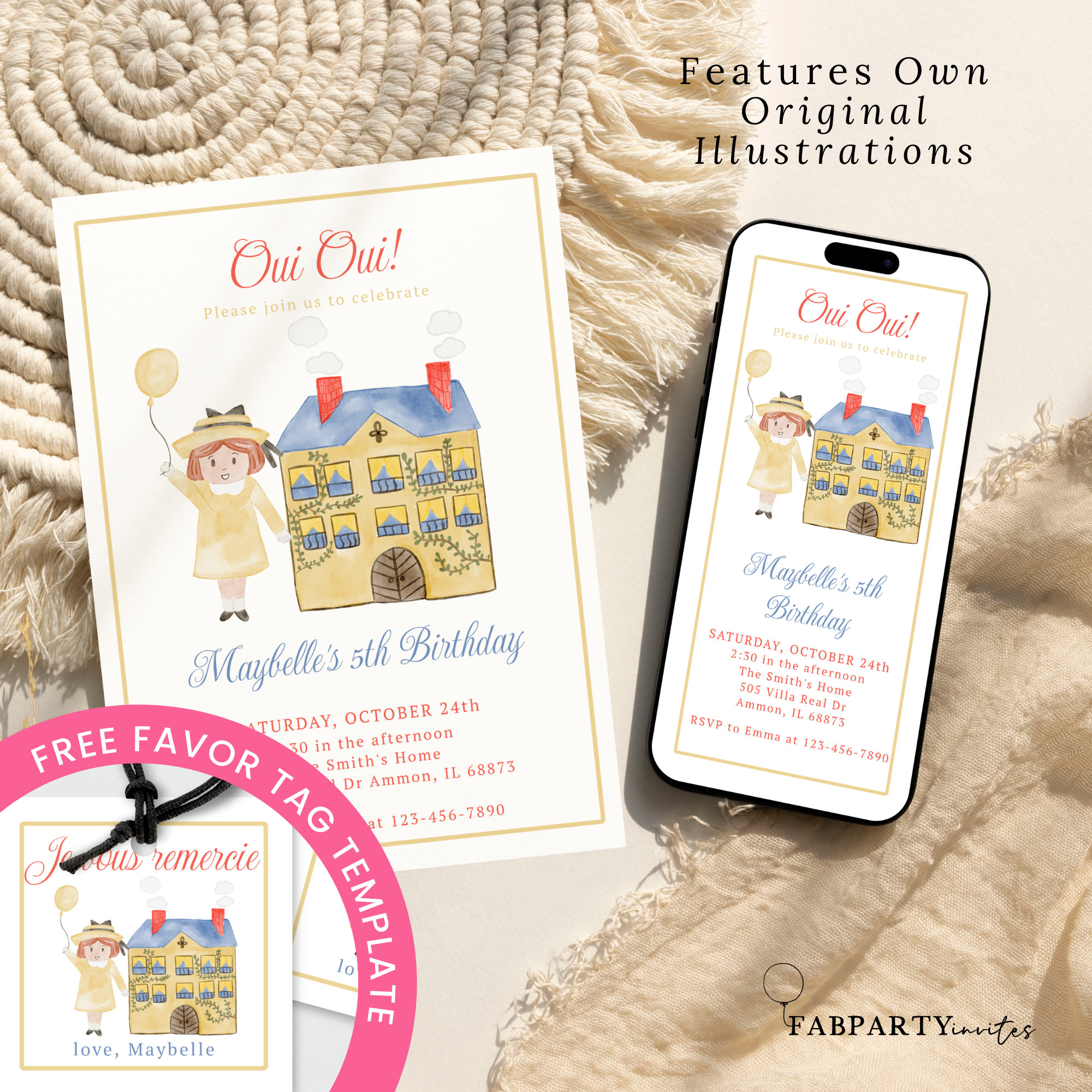 French Girl Birthday Invitation: Paris Theme, Printable Evite (Digital)