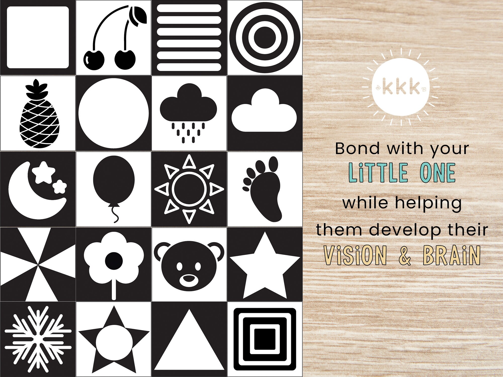 High Contrast Baby Cards Black and White Flashcards for 0-3 | Etsy