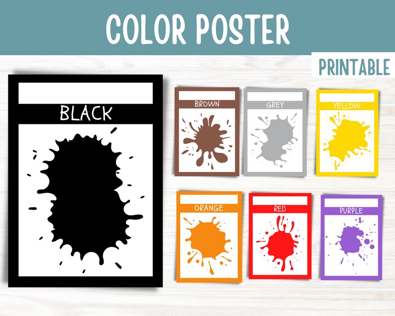 Classroom Color Posters Teaching Resources Printable Color Etsy