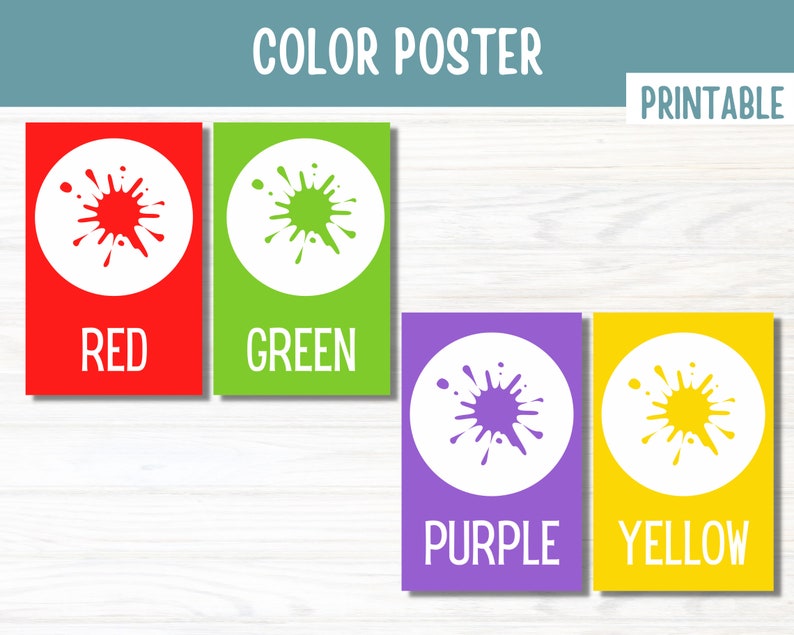 Classroom Color Posters Teaching Resources Printable Color Etsy