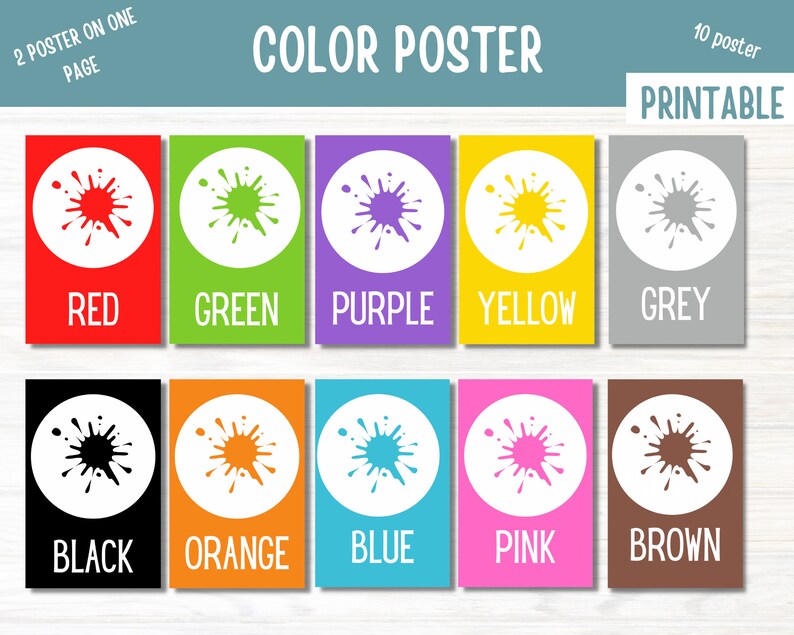Classroom Color Posters Teaching Resources Printable Color Etsy