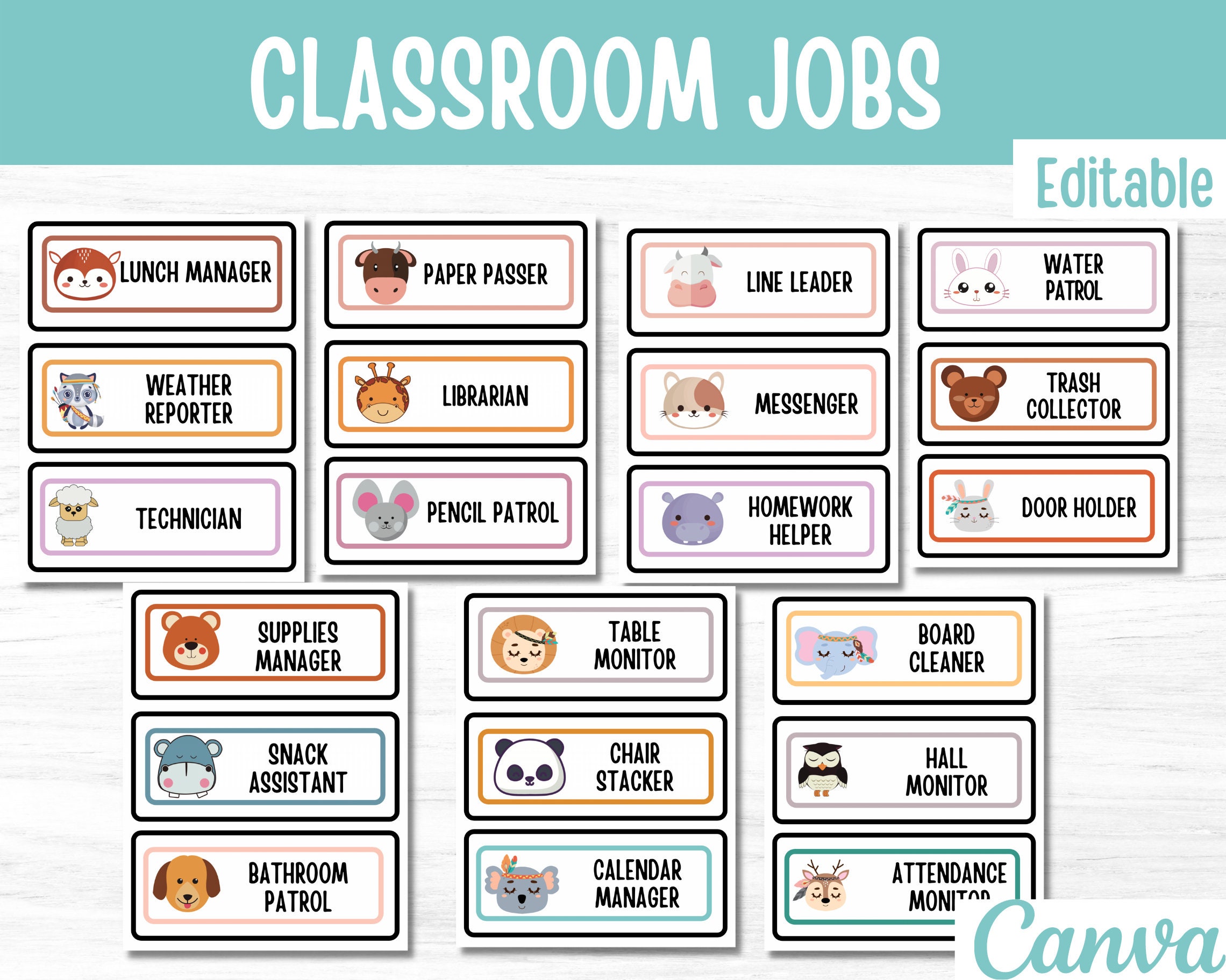 Boho Rainbow Classroom Jobs Display Teacher Printables Etsy Australia