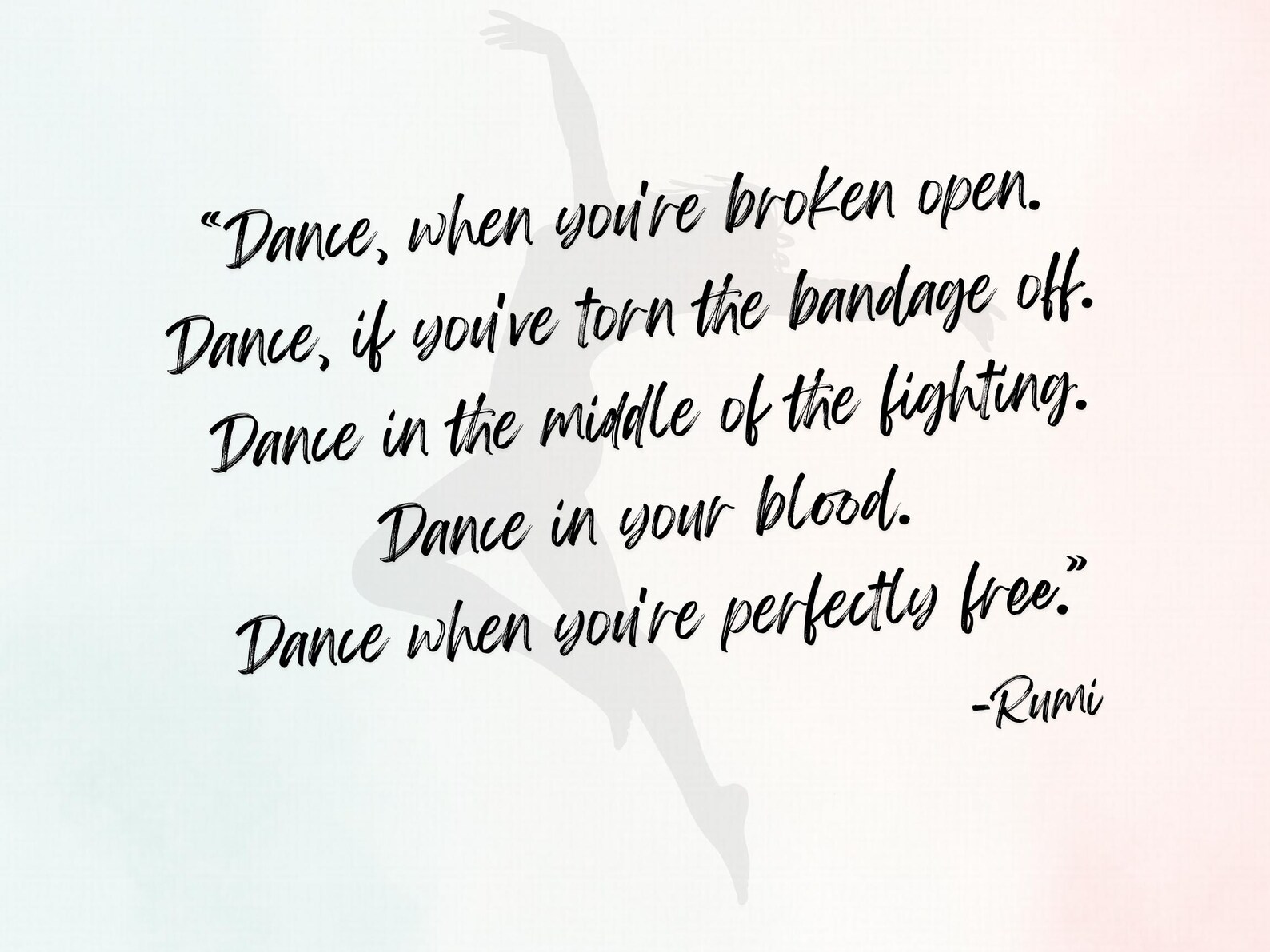 Rumi Dance Quote Wall Art, Subtle and Minimalistic Decor, Landscape ...