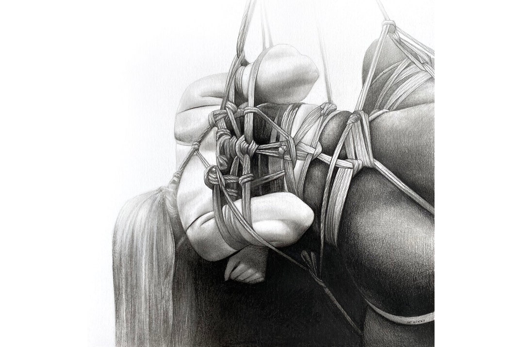 SHIBARI Original Drawing, Shibari Art, BDSM, Rope Bondage Illustration, Fetish, Kinky, Sexy Wall Art, Nude, Tied Girl, Portrait. - Etsy Japan