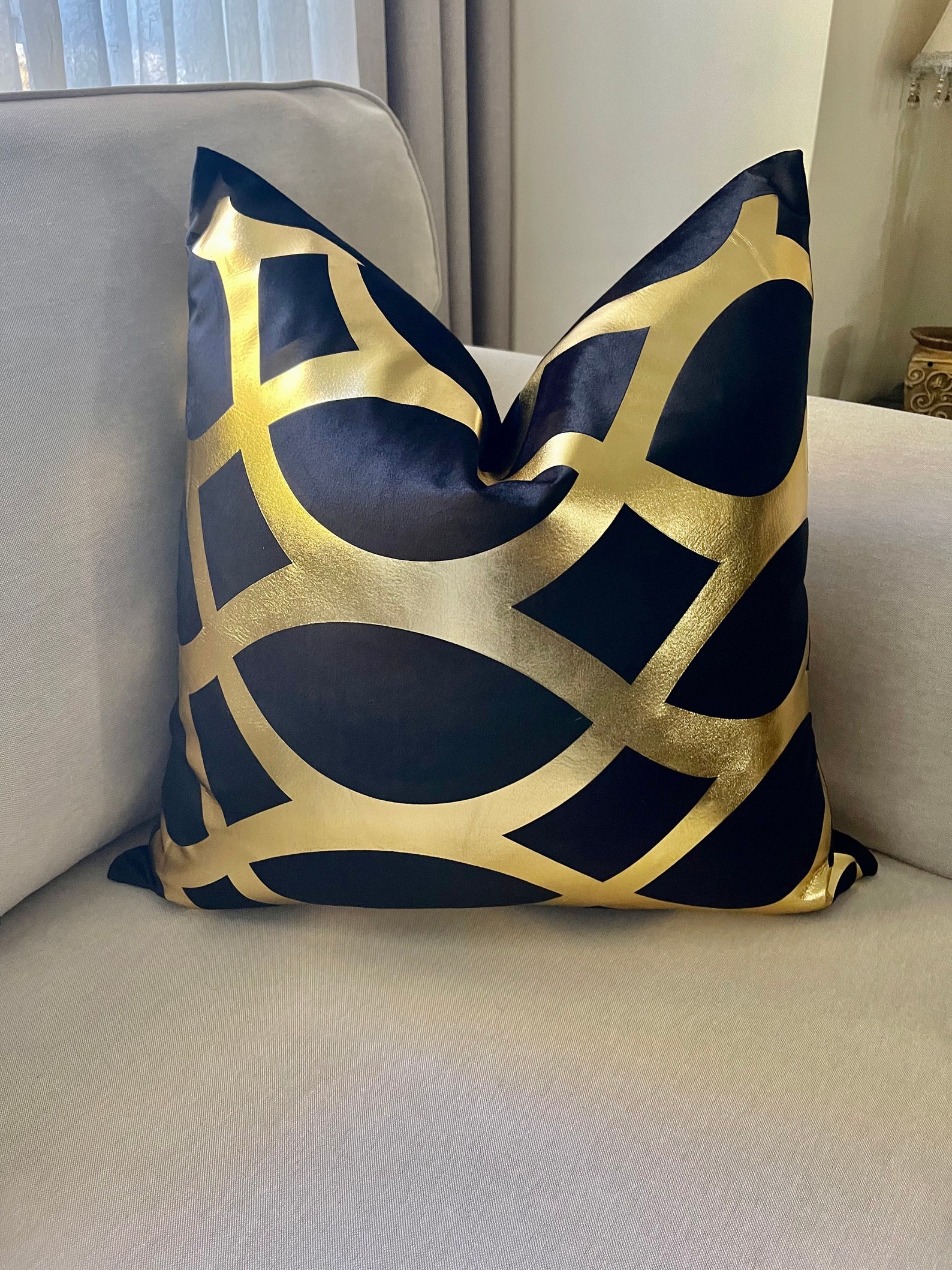 Luxury Gold Foil Pillow, Luxury Gold Glam Pillow, White and Gold