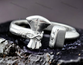 Mjolnir & Strombreaker Hammer Ring Thor Couple Adjustable Ring-Storm breaker Hammer Ring Broken Engagement Ring, Geek Jewelry Superhero Ring