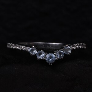 Aquamarine Curved Wedding CZ Diamond Band, Matching Wedding Band For Love, Half Eternity Diamond Band, Engagement Ring, Unique Gift For Her