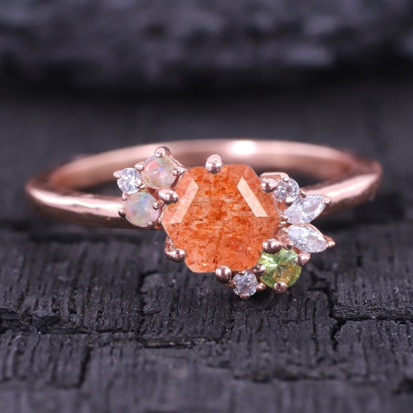 Orange Gemstone Ring Etsy